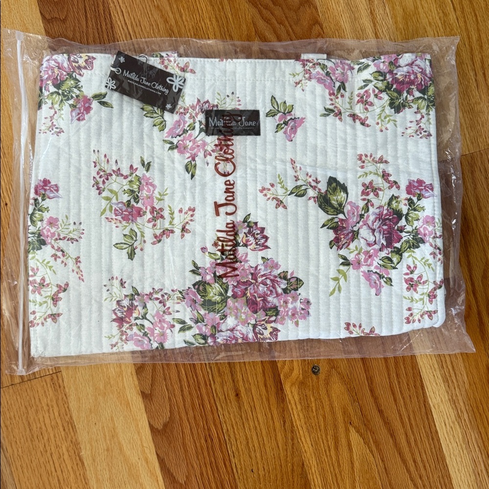 Matilda Jane Pink and Green Floral Quilted Fabric